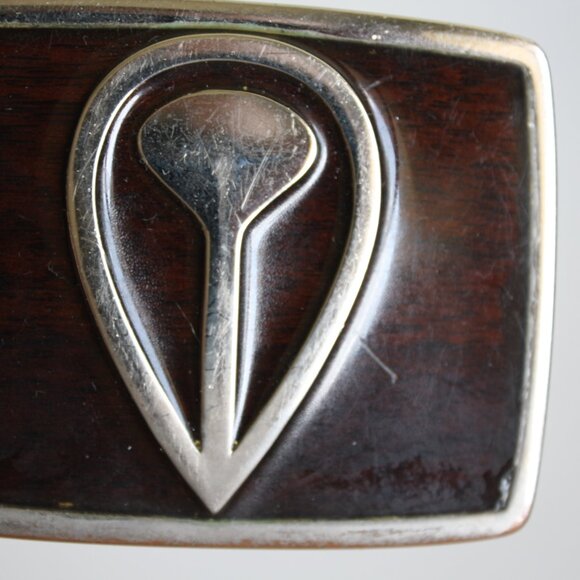 Vintage Nixon Belt buckle Brown enamel silver logo unisex - Picture 4 of 5